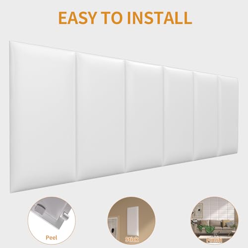 Image of Headboards Wall Panel for Twin, Self-Adhesive 3D Upholstered Panel for Bedroom /Living Room (6 Pieces 9.84 in x 23.6 in)