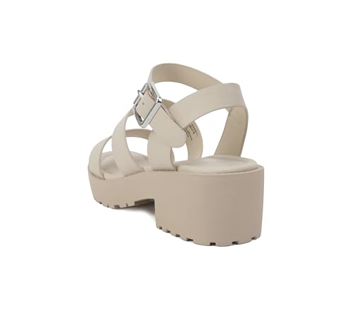 Image of Soda ACCOUNT-2 ~ Little Kids /Children /Girls Open Toe Two Bands Lug sole Fashion Block Heel Sandals with Adjustable Ankle Strap