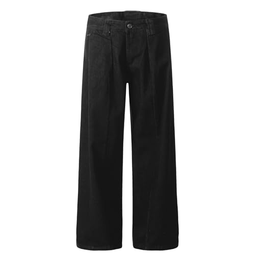 Jeans Pants Trousers Denim Retro Black Street Trendy Loose Casual Commuter Straight Leg for Men3