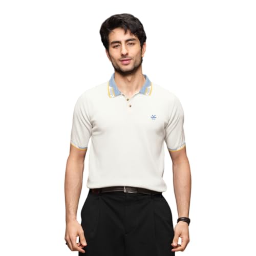 Image of WROGN Men's 240 GSM Cotton Pique Polo T-Shirt | Jacquard Collar Design | Slim Fit