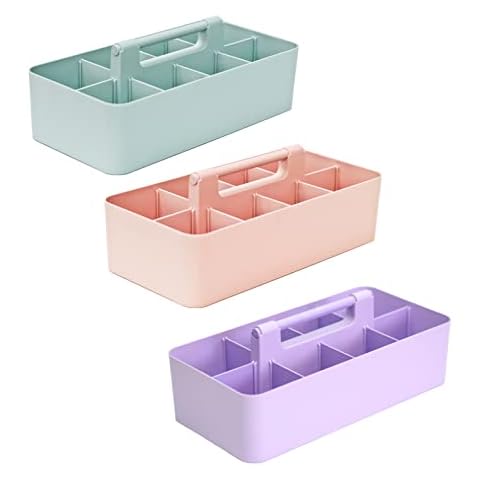 Enjoy Organizer -Large Portable Caddy, DIY Dividers, 8 Compartments, School Office Supplies Home Business Organizer,Portable Basket with Handle Made in USA (3 PACK, Mint/Pink/Lavender) Cover