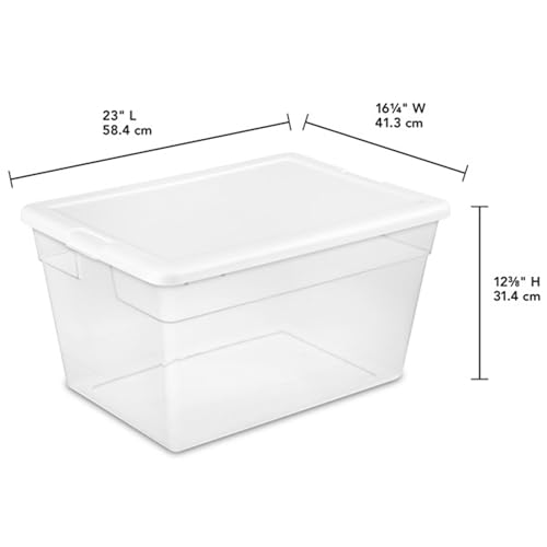 image for Sterilite 8-Pack 56 Quart Storage Box, Stackable Clear Plastic Bins wi