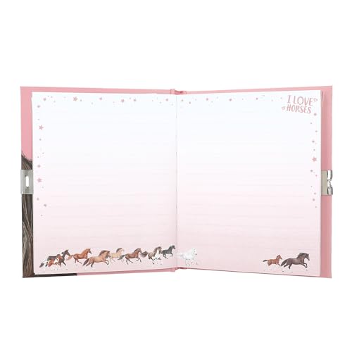 Depesche 12968 Miss Melody - Tagebuch in Rosa, mit Pferde Motiv und Herz Schloss, Buch mit 192 linierten und schön illustrierten Seiten