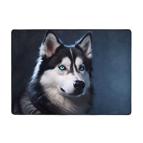 Tapis antidérapant et lavable grand format motif husky - 2