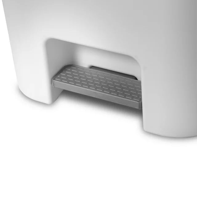 11.9 Gallon / 45 Liter StepOn Plastic Trash Can, Plastic Wastebasket Garbage Bin for Kitchen,Home, Bedroom, Bathroom,Office & Slim Space-Saving, White
