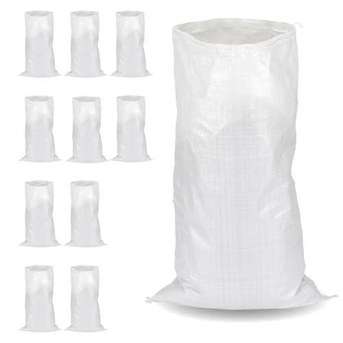 Flandria 10 Sacs à Gravats Polypropylène 55x95 cm, Résistant (55Kg) et Réutilisable, Pour Chantier, sable, terre, graviers, Déchets Verts