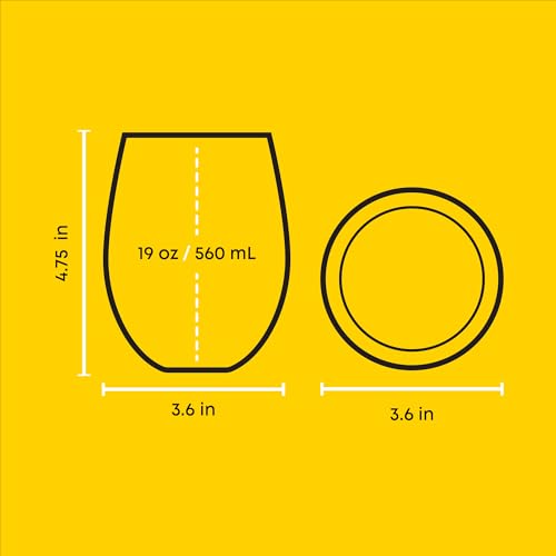 JoyJolt Harry Potter Hogwarts Heritage Stemless Drinking Glasses, 19oz Glass Tumblers, Teardrop Glass Drinking Glasses Set of 4, Hogwarts Cup, Harry Potter Gifts for Adults