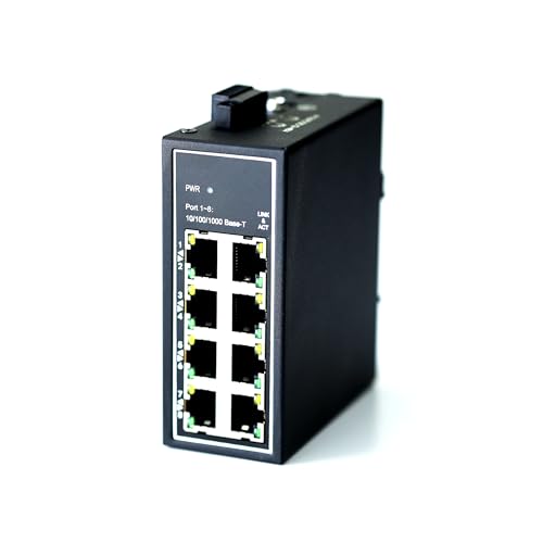 WIWAV WDH-8GT-DC 10/100/1000Mbps Unmanaged 8-Port Gigabit Industrial Ethernet Switches with DIN...