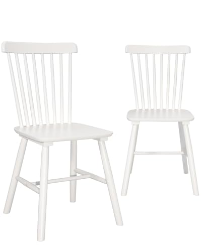 KAYELLES Lot de 2 chaises à barreaux bistrot Vintage Bois Massif Mona (Blanc)