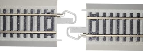 Bachmann Trains - Snap-Fit E-Z TRACK 4.50” STRAIGHT TRACK (4/card) - NICKEL SILVER Rail With Gray Roadbed - HO Scale