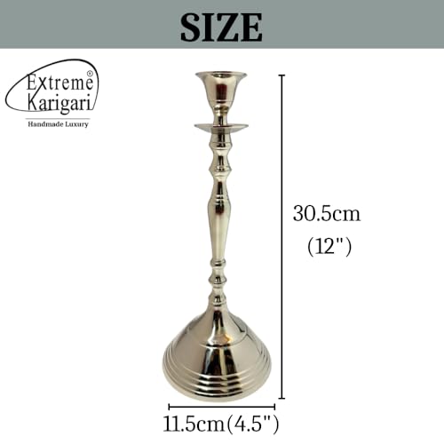 Image of Aluminum Royal Candlestick Holders for Home, Dining and Table Decor, Best Gift for Christmas Decor, Dining Table Decor (Silver, Small)