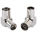 2Pcs TV PAL Male to Female Adapter TV Aerial Coaxial Adaptor Right Angle RF Coax Connector 90 Degree Cable Connector Aerial Splitter for Wall Mounted TVs Satellite And Antenna Cables Copper