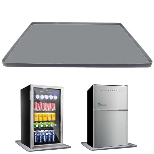 Mini fridge Silicone Mat with Raised Edge, Under Washing Machine Pad Under Mini Refrigerator Freezer Protect From Appliance Leaks Water Spills absorbent (Grey, 24'' x 24'')