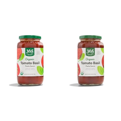 365 by Whole Foods Market, Organic Tomato Basil Pasta Sauce, 25 Ounce (Pack of 2)