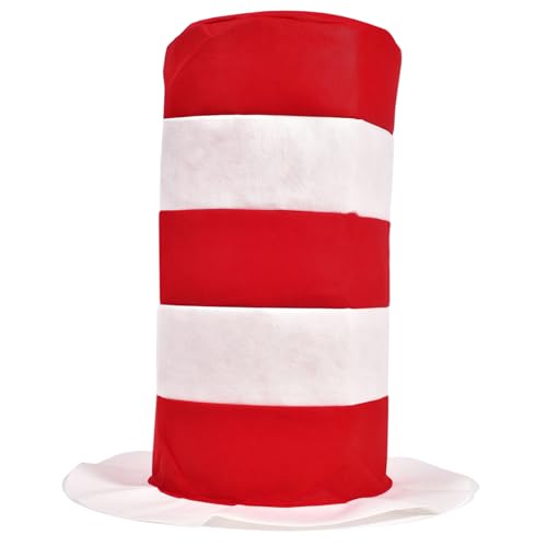 Dymoan Red and White Striped Stovepipe Top Hat for Adult Women(top hat)