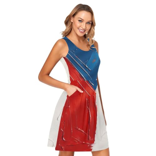 Peinture à l'huile drapeau République tchèque superbe robe débardeur à poches ultra confortable