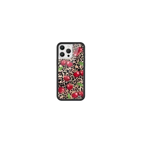 Image of Wildflower Cases - Compatible with iPhone 16 Pro Max | Protective Black Bumper, 6.5ft Drop Test Certified, Women Owned Small Business | Cheetah Print, Red, Cherries, Trendy | Collab - Ming Lee Simmons