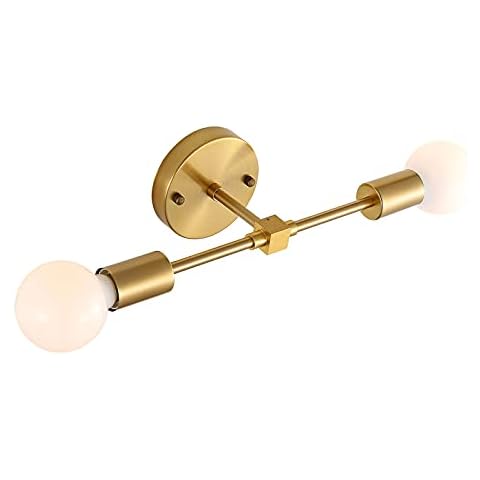 BAODEN Brushed Brass Bathroom Wall Sconce 2 Lights Vanity Modern Industrial Wall Lamp Pole Wall Mount Lighting Fixture(Gold Color) Cover