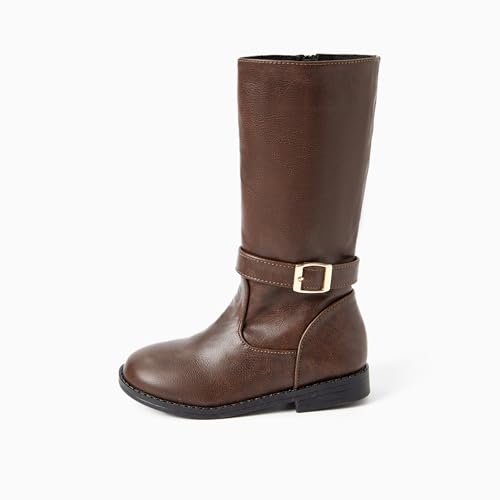 PATPAT Girls Knee-High Fashion Boot Side Zipper and Buckle Strap Riding Boots4