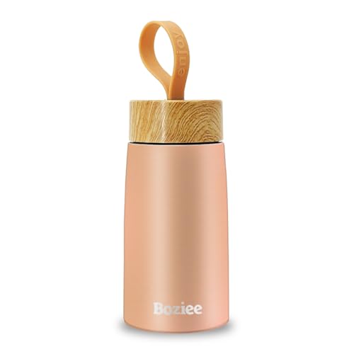 Boziee Termo pequeño de 250 ml, para bebidas frías y calientes, sin BPA, acero inoxidable, para exteriores, color naranja y rosa
