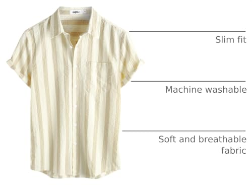 Image of VATPAVE Mens Striped Summer Shirt Casual Button Down Short Sleeve Beach Shirts Cotton Shirts for Men