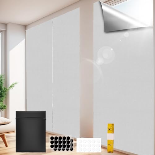 MI CASA Blackout Blind, 400x150cm Portable Stick on Blinds for Windows, Temporary Blackout Curtains Suitable for Cutting any Size Shape for Bedroom, Indoor and Outdoor, White - Cosy Home Interiors MI CASA Blackout Blind, 400x150cm Portable Stick on Blinds for Windows, Temporary Blackout Curtains Suitable for Cutting any Size Shape for Bedroom, Indoor and Outdoor, White