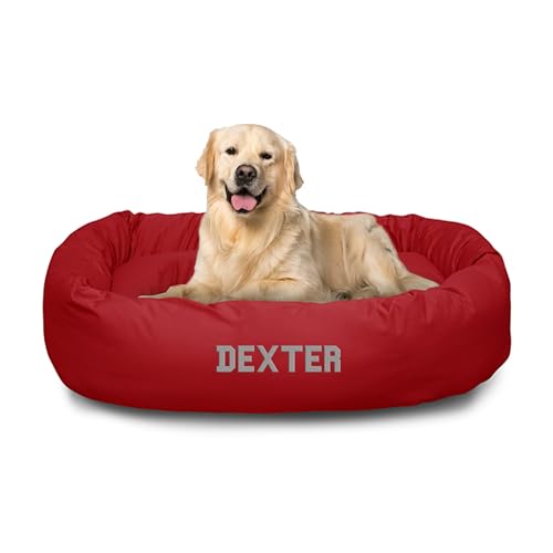 Majestic Pet Personalized Bagel Dog Bed 40x29x9 Large Red