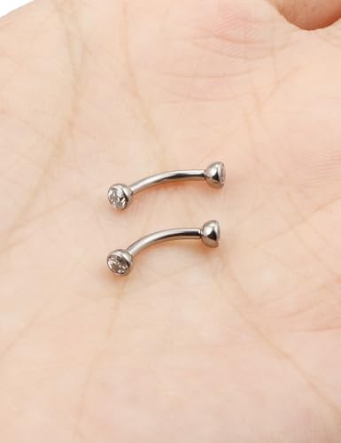 Jenxnjsjo F136 Titanium 16g 6/8/10mm Eyebrow/Rook/Snug/Vertical-Labret/VCH/Snake-Eyes/Anti-Tragus/Christina/Daith/Belly-Button/Bridge/Hood/Surface Curved Barbell Piercing Jewelry for Women Men2