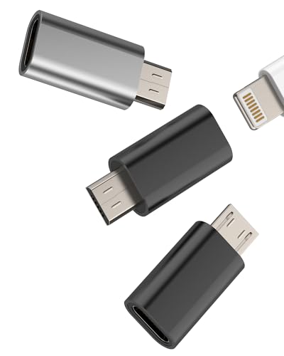 Micro USB Charging Adapter (3 unidades) Android Plug a Lightning Cable Female Convertidor para iPhone Lighting Cable Sync Conexiones Accesorios Compatible para Samsung Galaxy S6 S7 Edge + Active Note4