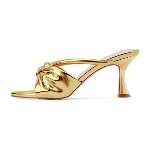 Women's Bow Heeled Sandals Kitten Heel Bowknots Slip On Open Round Toe Low Heels Sandals for Women Dressy Shoes Work Home Party Concert2