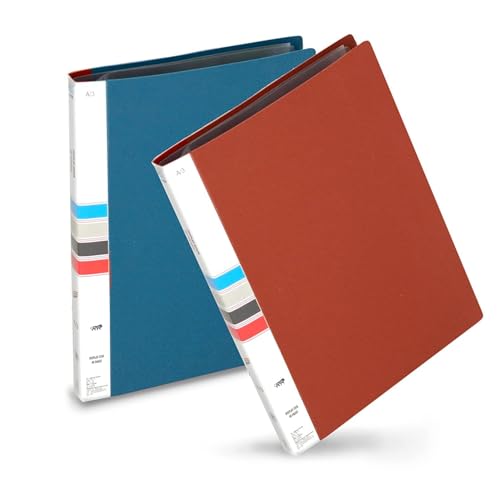 Image of TULMAN 2 Pack 10 Pockets Bound A3 Size Presentation Display Book Portfolio File Binders with Plastic Clear Sleeves Document Organizer for School Office - (Color May Vary)