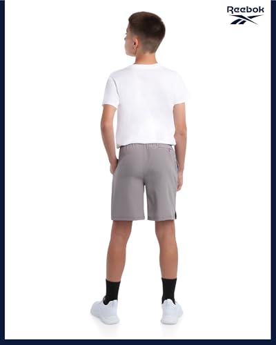 Reebok Boys Athletic Shorts - 1/2 Pack Lightweight Performance Mesh Basketball Running Shorts for Boys with Compression Liner, Size 8, Pure Grey - image 7