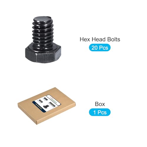 Image of METALLIXITY Hex Head Bolts (3 /8-16 x 1 /2 inch) 20Pcs, 304 Stainless Steel 18-8, Fully Threaded, External Hex Drive, Hex Head Screw Bolt, Black Oxide