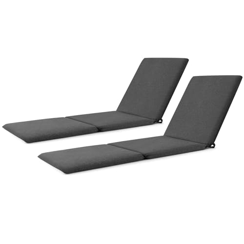 GIANTEX Cojín para Tumbona Triple Pliegue, Colchoneta Plegable con Cierres de Gancho y Bucle, Cojín de Repuesto para Tumbonas, 182 x 59 cm (Gris,2)