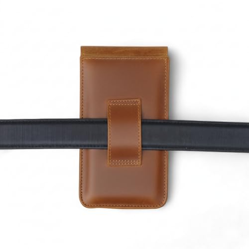 Image of MENSCH Genuine Leather Multifunctional Phone Mobile Pouch Waist Bag with Belt Loop for Accessories, Apple iPhones, Smartphones, Androids Upto 6.7 inch for Daily Use, Travelling for Men & Women (Tan)