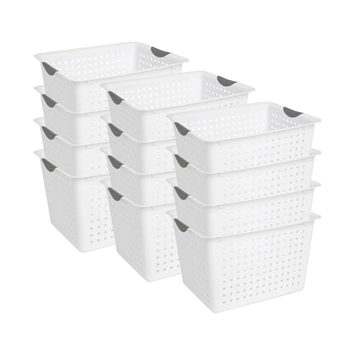 Image of Sterilite Deep Ultra Basket, Open Top Plastic Storage Organizer, 12-Pack | Large Open Containers and Bins for Pantry Shelves, Kitchen Cabinets, Laundry, Closets, Dorm Rooms, Classrooms & Bathrooms