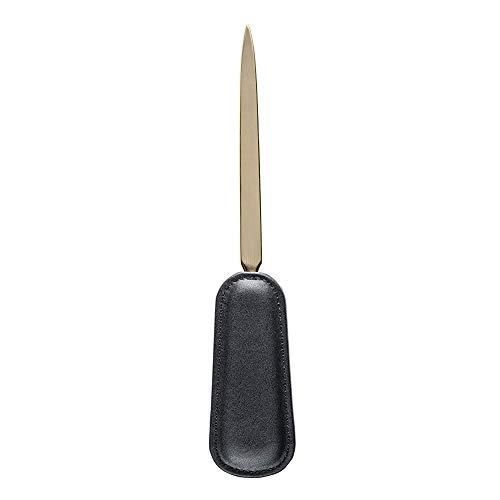 Dacasso Black Leather Gold Blade Letter Opener