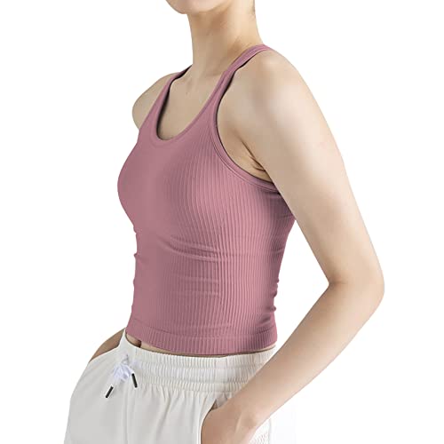 Image of sphinx cat Womens Ribbed Workout Crop Tops with Built in Bra Yoga Racerback Tank Top Slim Fit