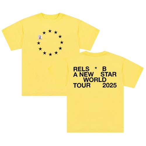 Camiseta Rels B A New Star EU 2025 World Tour de algodón de manga corta para mujer y hombre, amarillo, L