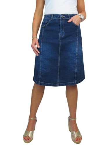 Jupe trapèze denim stretch longueur genou idéale pour le bureau et les sorties