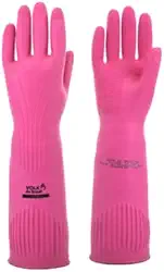 Luva de Látex longa Ranhurada Rosa - Volk