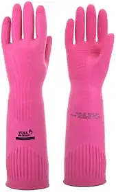 Luva de Látex longa Ranhurada Rosa - Volk