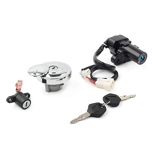 Motorcycle Fuel Gas Tank Cap Cover Ignition Switch for Seat Lock Set with Keys for Xvs950 2009-2017 Chrome Motorcycle Ignition Switch