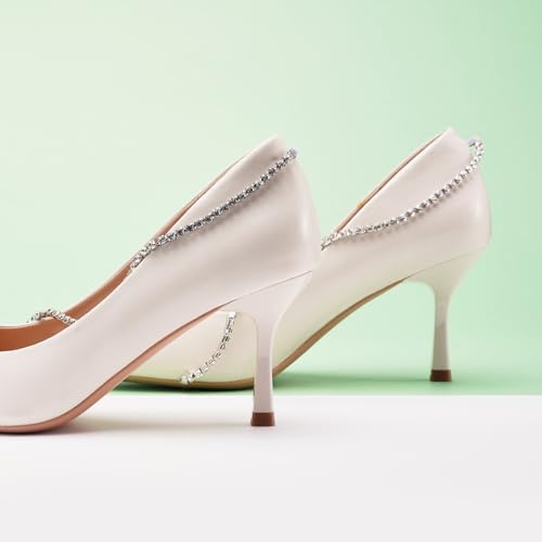 C.Paravano Women's Pumps | Crystal Chain Heels | Pointed Toe Kitten Heel | Comfortable Dress Shoes | Elegant Party Wedding Designer Shoes3