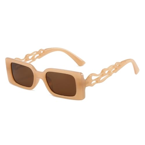 Lunettes de soleil rectangulaires rétro finitions uniques jambes creuses