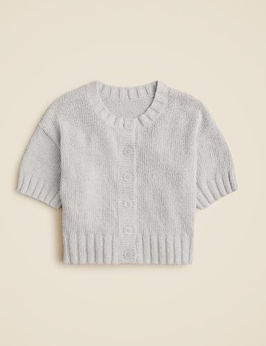 Womens 2025 Lightweight Cardigan Short Sleeve Knit Button Down Cropped Pullover Ribbled Sweater2