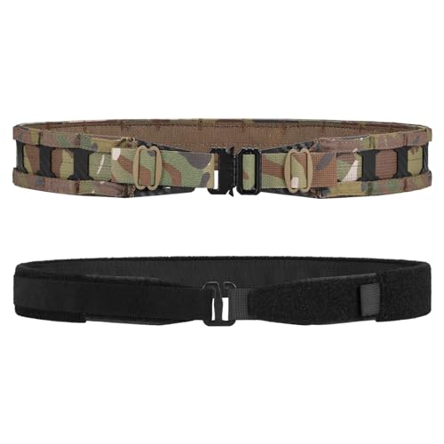 VOTAGOO Tactical Belt, 1.75'' MOLLE Battle Belt with Quick Release Buckle, Low Profile Laser-Cut Battle Belt for Range (CP Camo, L)
