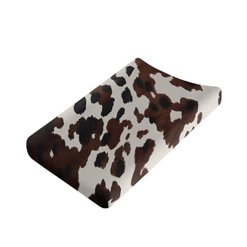 Image of Wanyint Brown Cows Print Fashion Changing Pad Covers for Baby Boys and Girls,Ultra Soft Breathable Diaper Changing Table Covers-32''x16"-Newborn Essentials