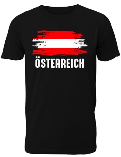 Männer T-Shirt mit Österreich Länder Fahne/Flagge für Fans & Supporter und Fußball EM WM - auch als Geschenk für Fußball Trikot Fans