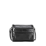 estilo casual homem Cierre mediante cremallera MODELISA - Bolso Bandolera Pequeño Multifuncional Varios Compartimentos Estilo Casual Mujer (Negro)
